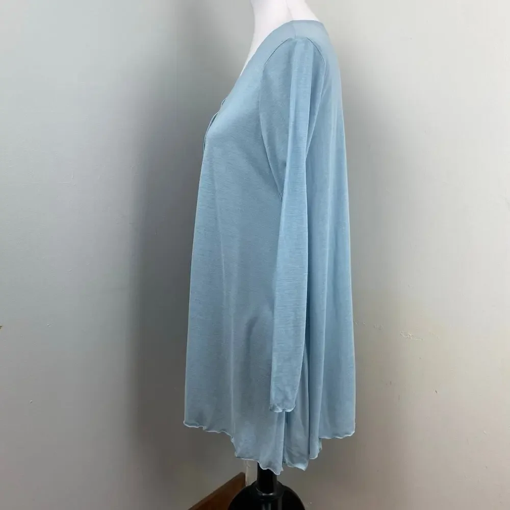 J Jill Light Blue V Neck Button Down Sharkbite Cardigan Sweater Medium